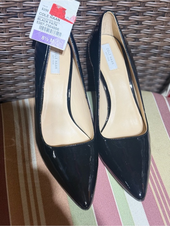 Cole Haan Shoes - New Cole Haan Black Patent Pointed Pumps with Sleek Silhouette Size 8.5